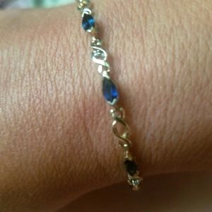 10k gold sapphire blue very rare marquise london blue topaz & diamond bracelet
